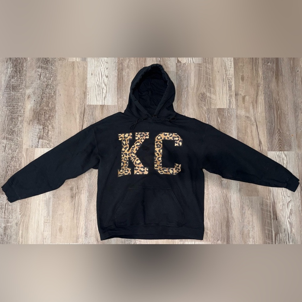 Women's Black Leopard KC Hoodie Size L
